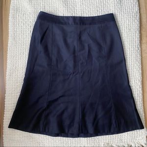 J Crew wool flared pencil work career midi skirt navy blue sz 6